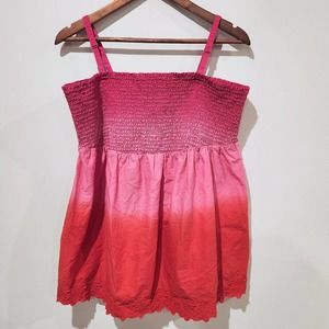 Lane Bryant Womens Pink Ombre Smocked Tank Top Size 16/18 Adjustable Straps